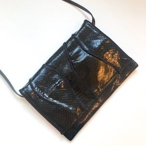 Vintage 80s Sharif Black Leather Crossbody Purse